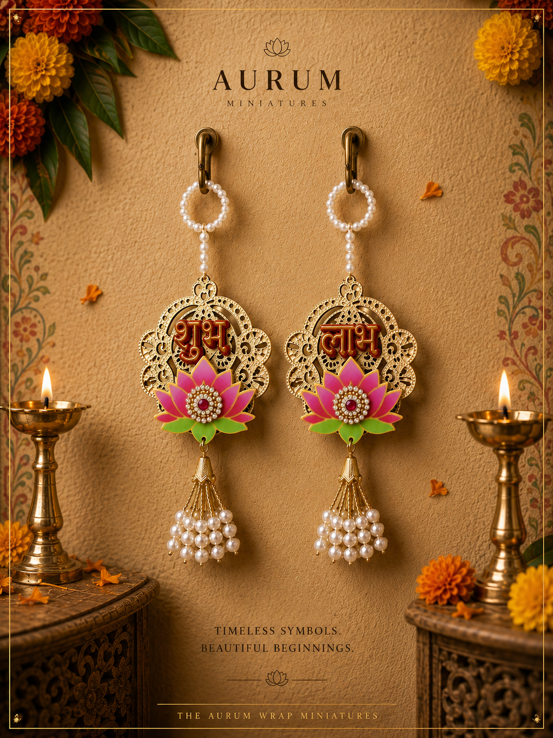 Abundance - Shubh Labh Lotus Hanging -Red