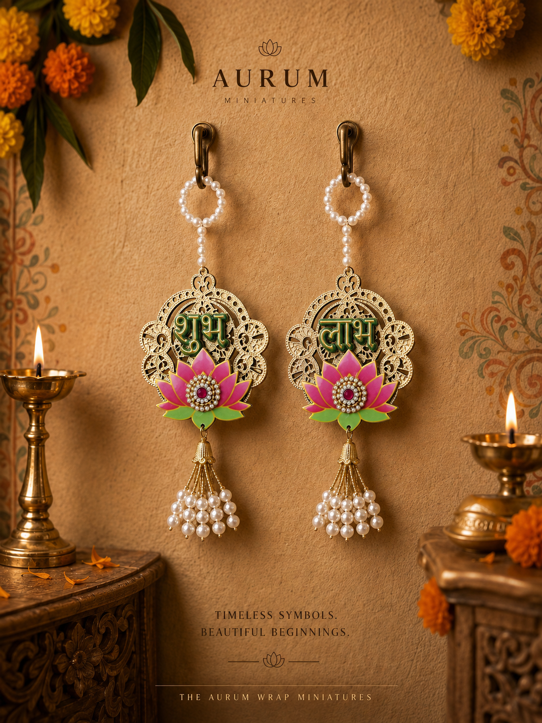 Abundance - Shubh Labh Lotus Hanging - Green