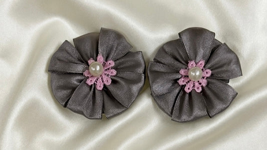 Grey Satin Fold Petals with Pink