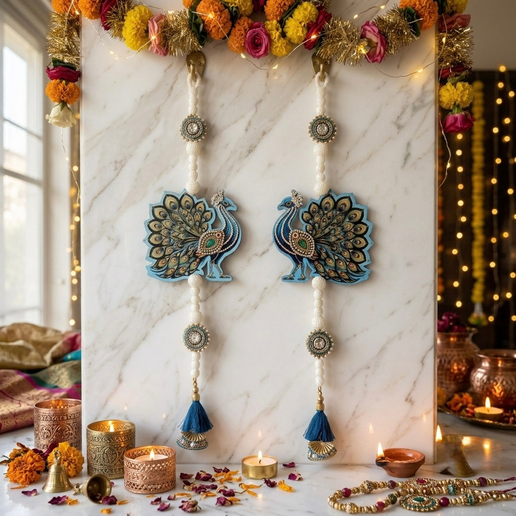 Splendour - Peacock  Hangings Pair